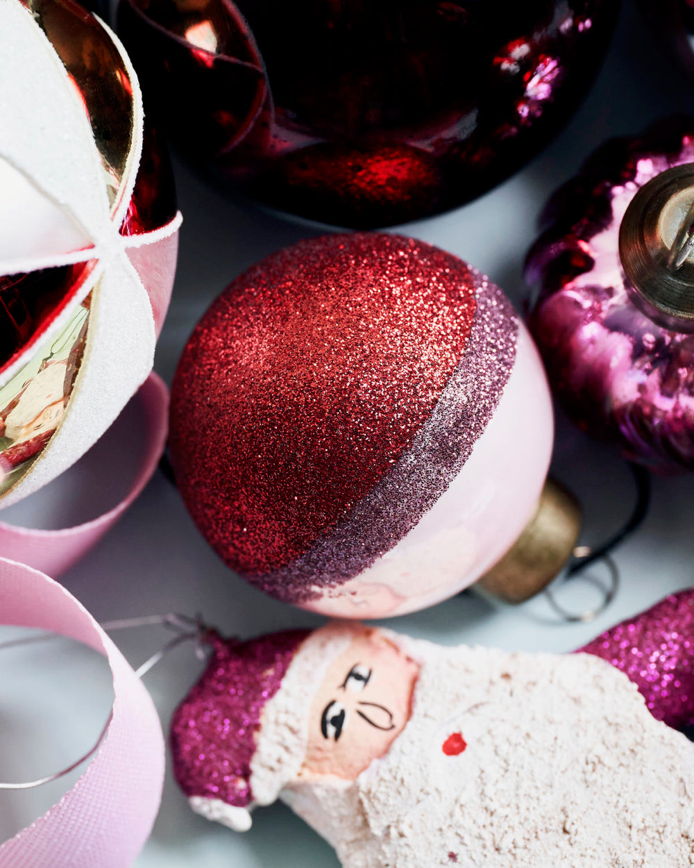 Glaskugle lyserød/rød/lilla 5 cm