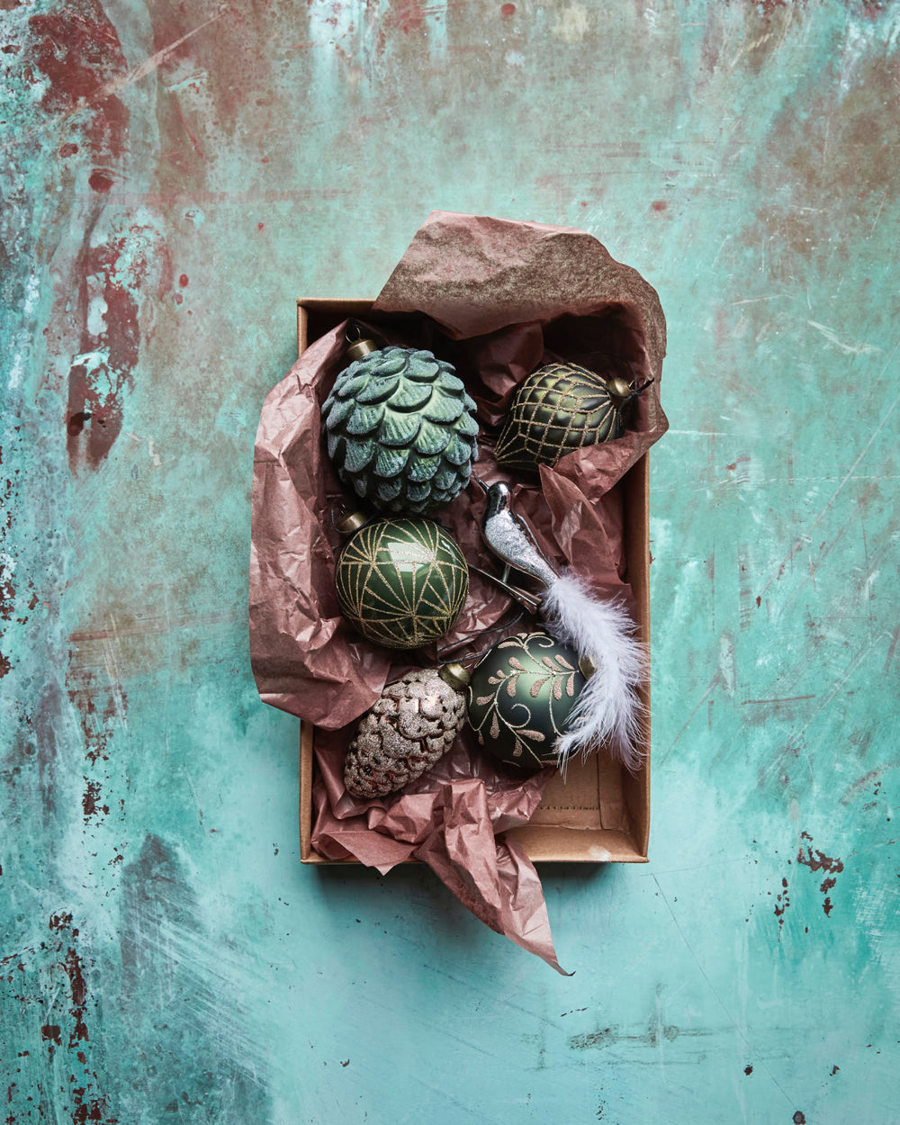 Dekorationsfugl med clips sølv