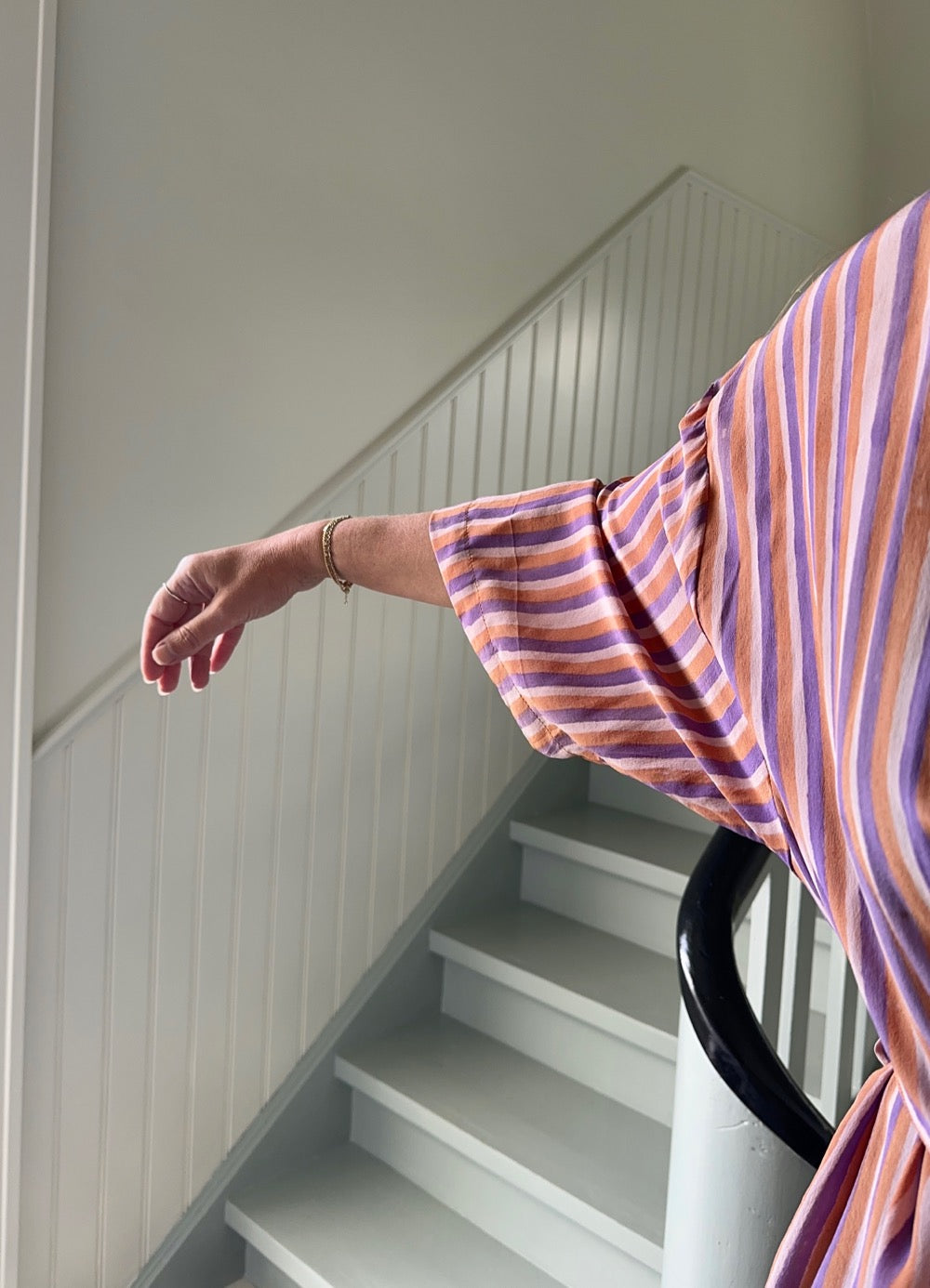 Silke kimono med striber