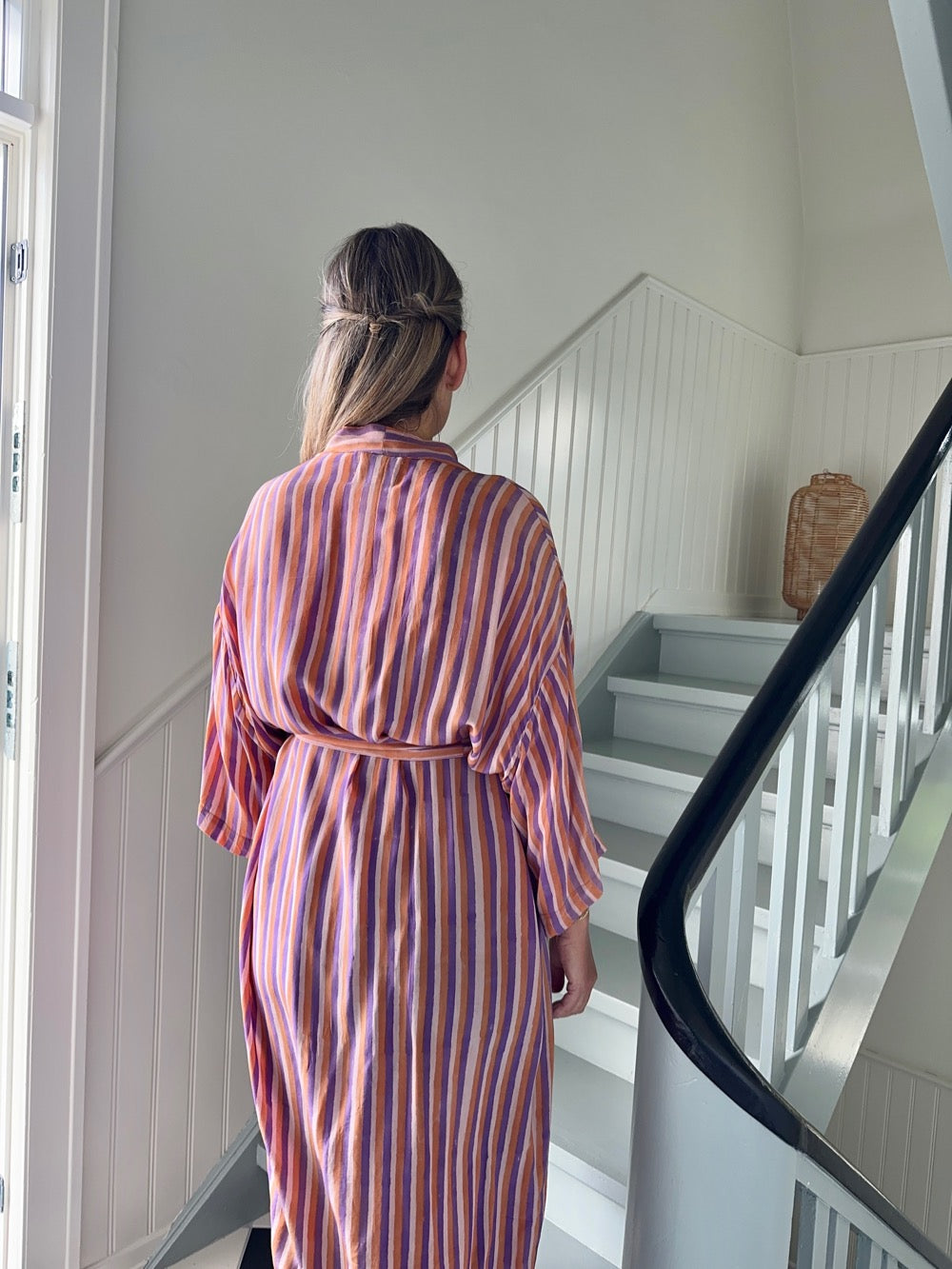 Silke kimono med striber