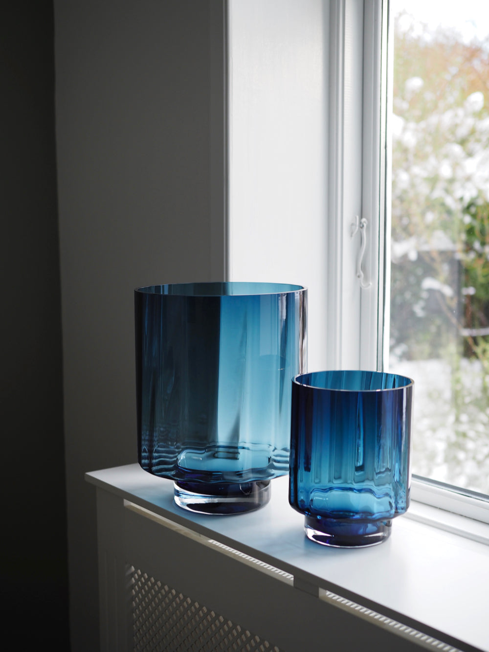 Mundblæst vase, blå