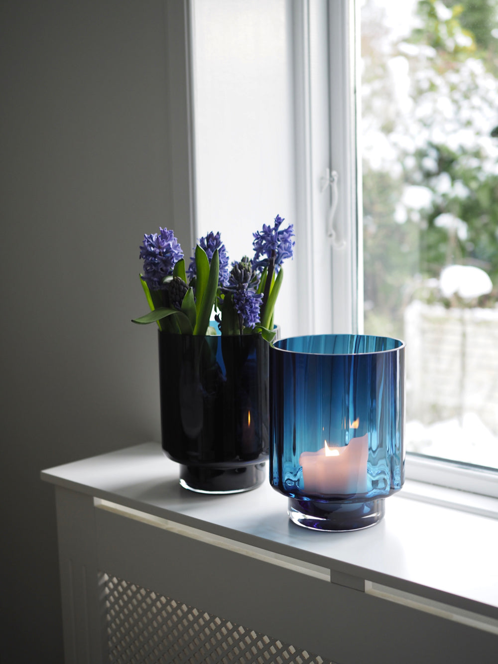 Mundblæst vase, blå