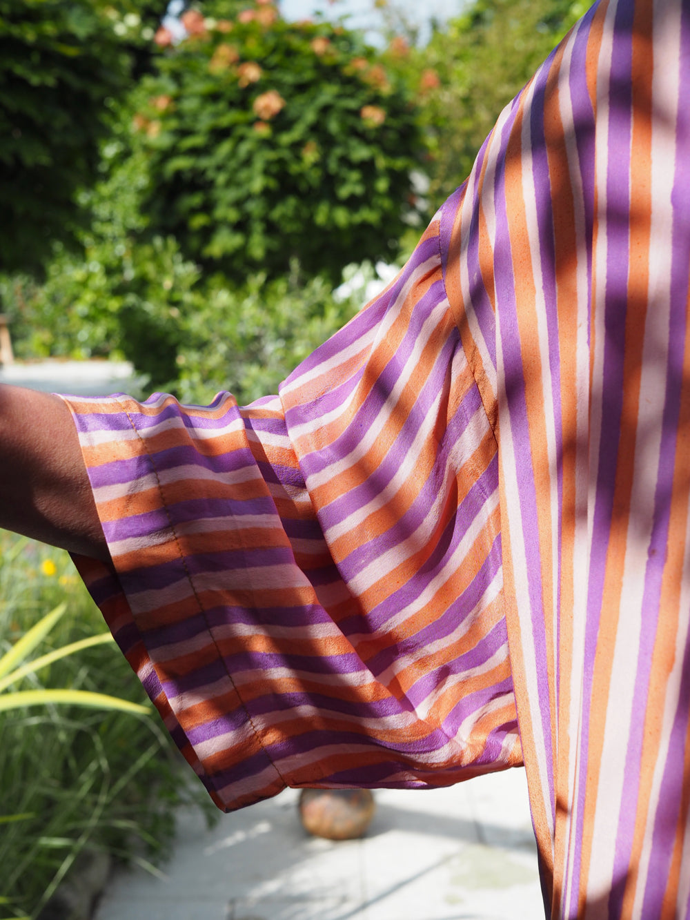 Silke kimono med striber