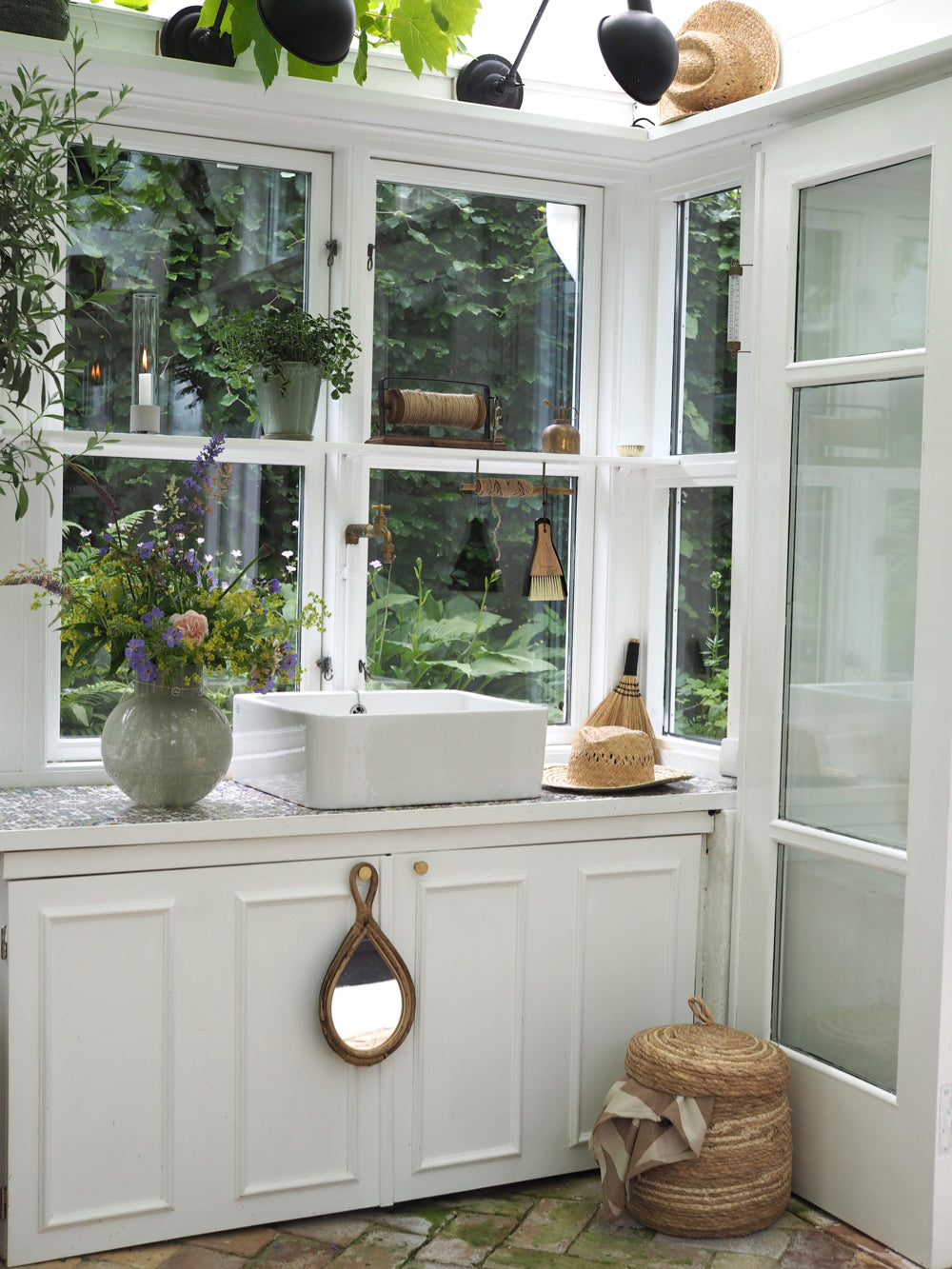 Spejl med bambus kant