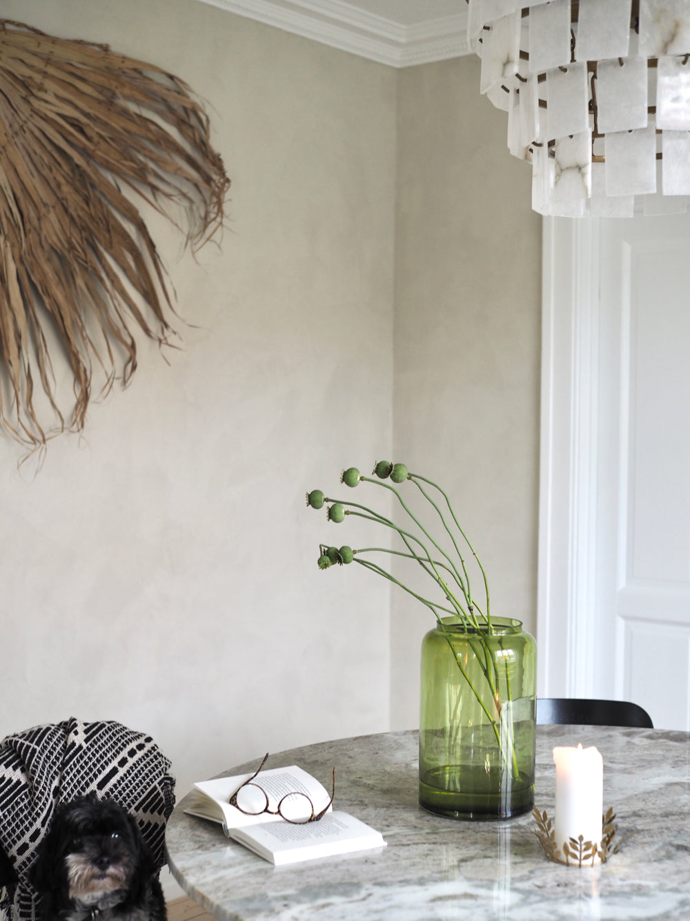 Grøn mundblæst vase