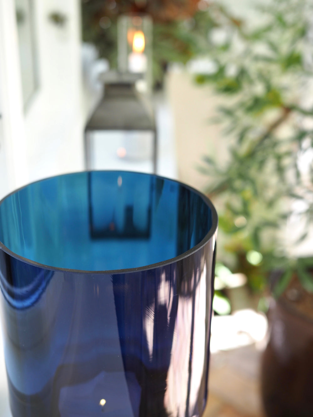 Mundblæst vase, blå