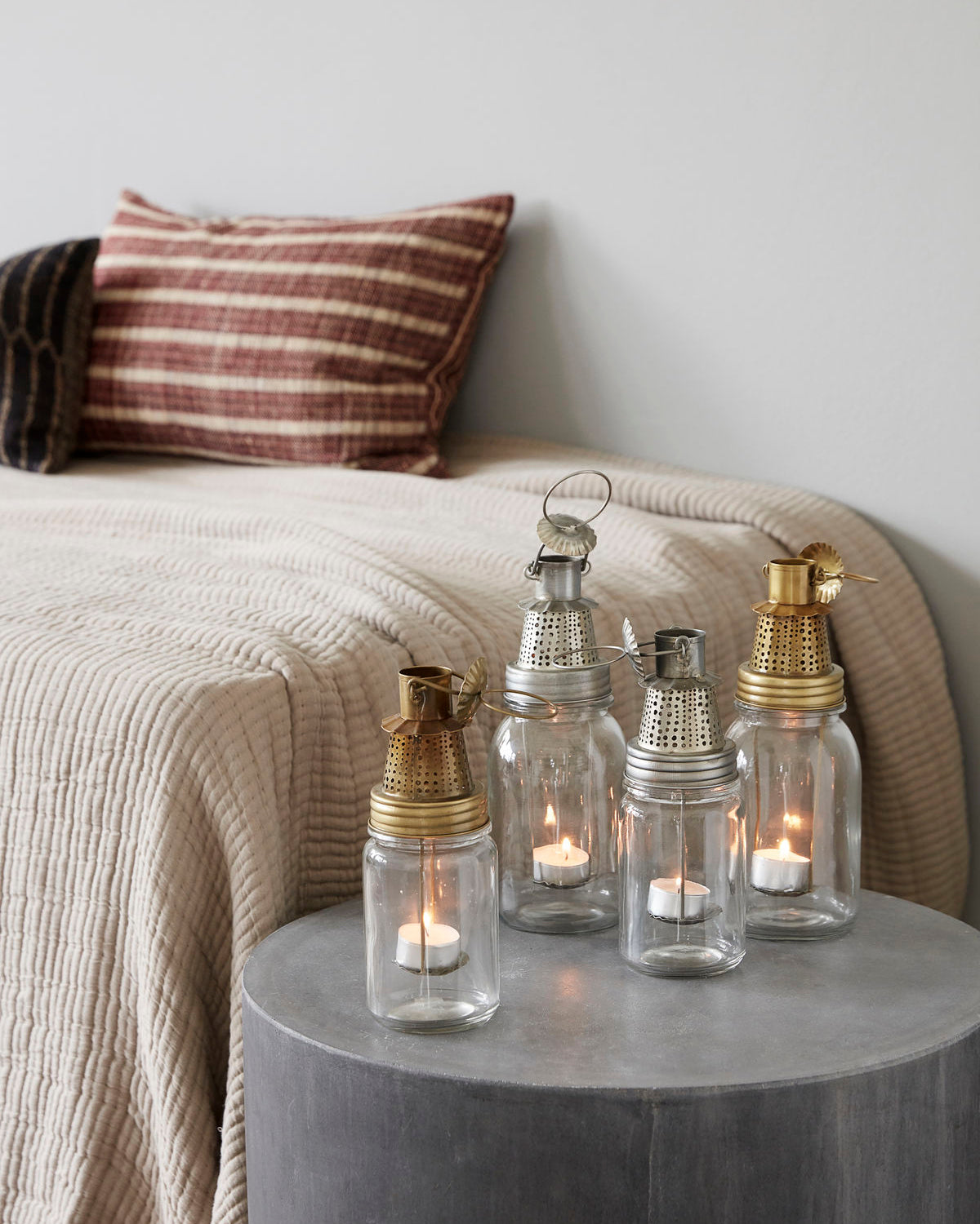 Lanterne med messing look, stor model