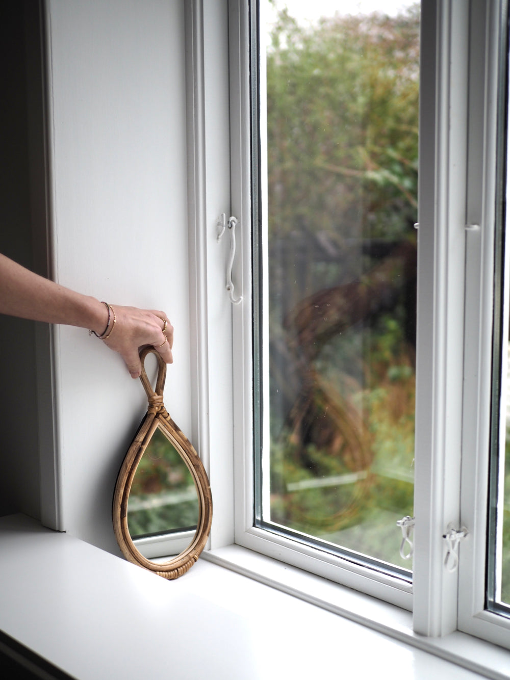 Spejl med bambus kant