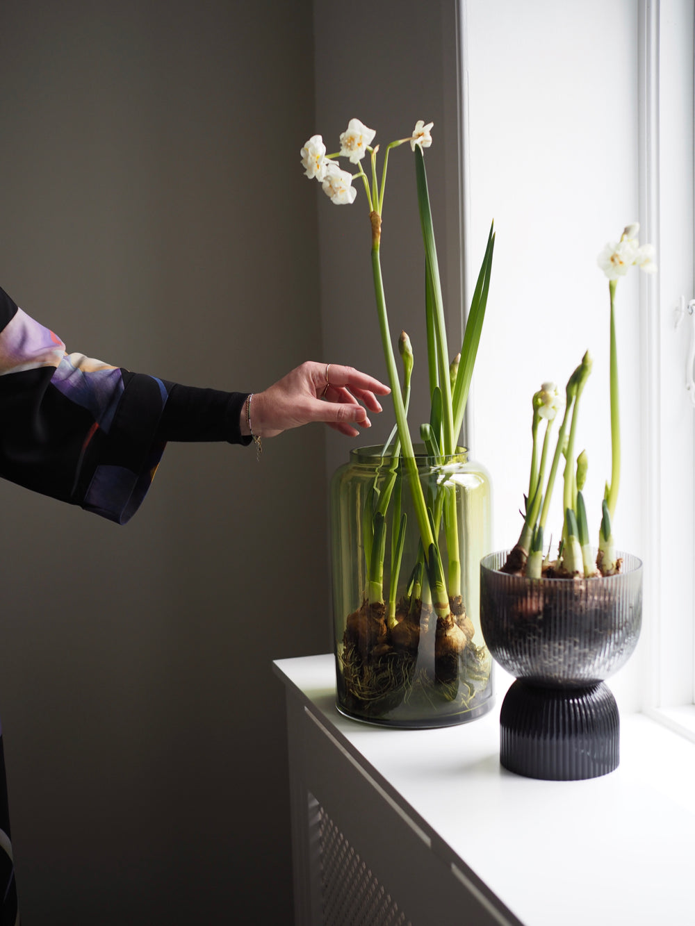 Grøn mundblæst vase