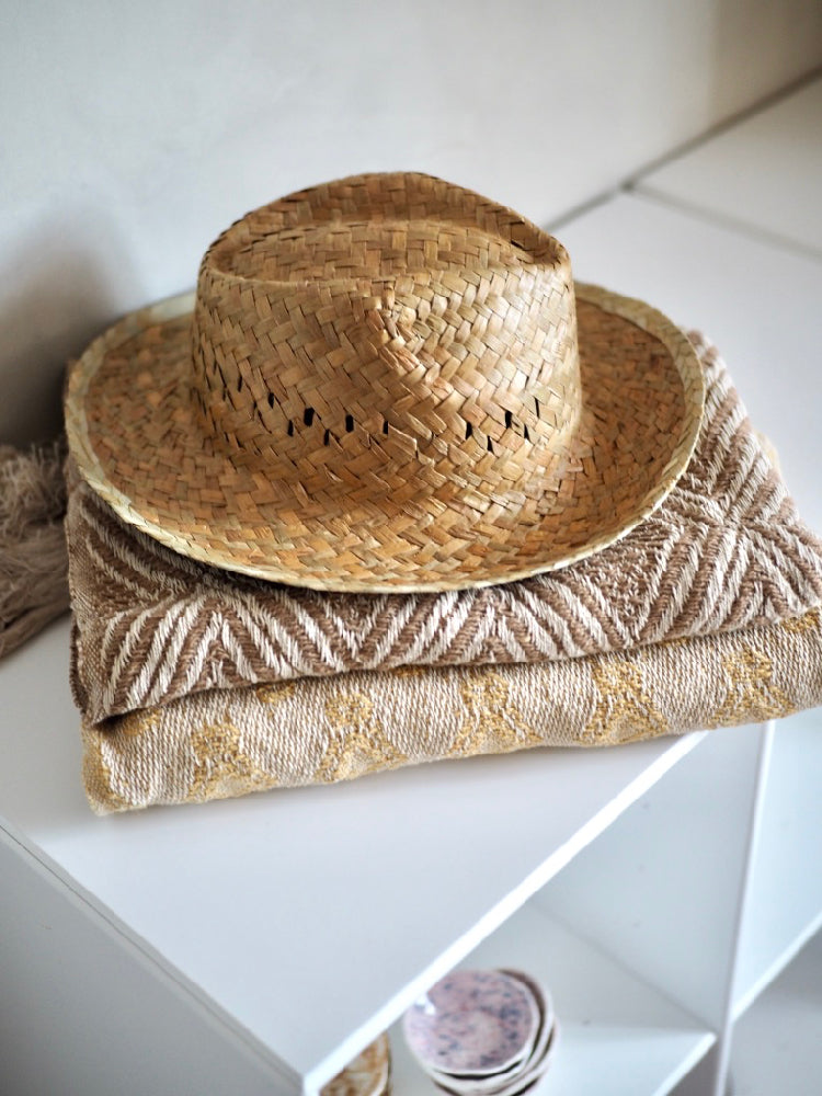 Gul-brun plaid af genanvendt bomuld