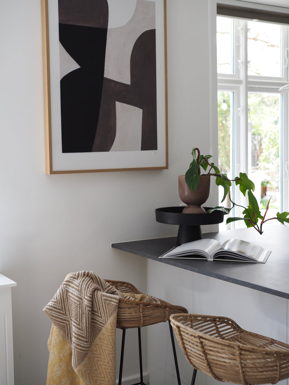 Gul-brun plaid af genanvendt bomuld