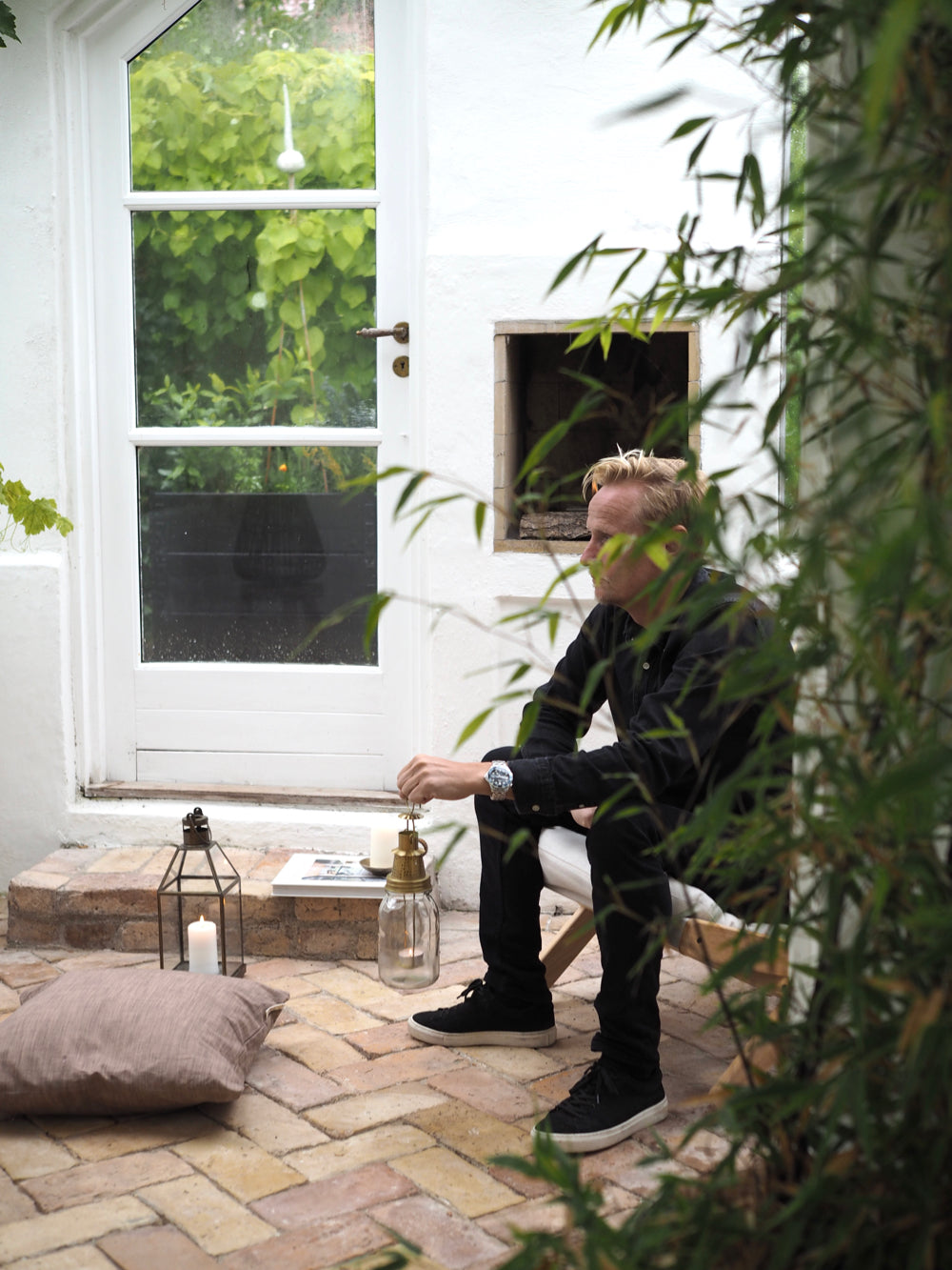 Lanterne med messing look, stor model