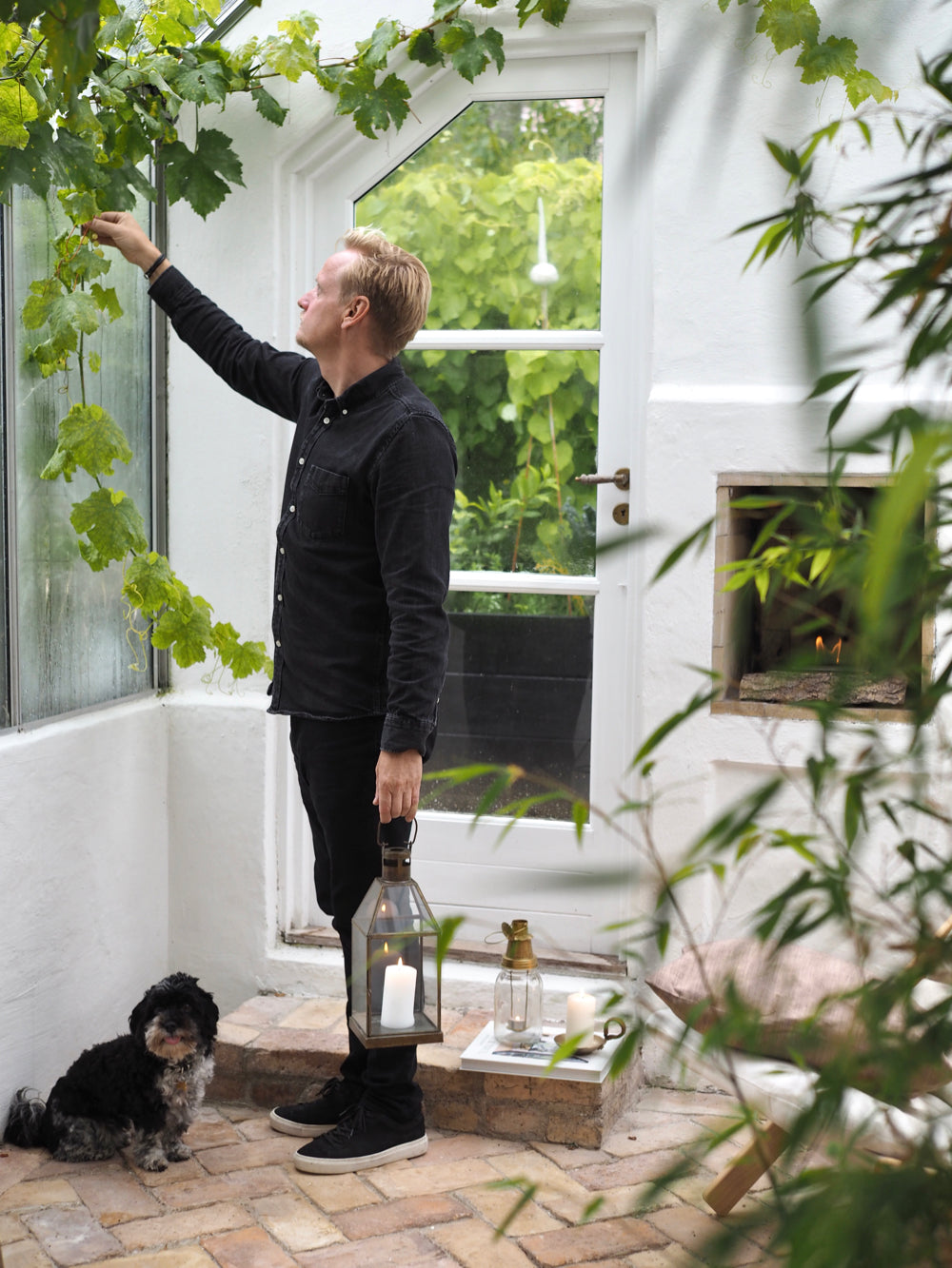 Lanterne med skrå glastop