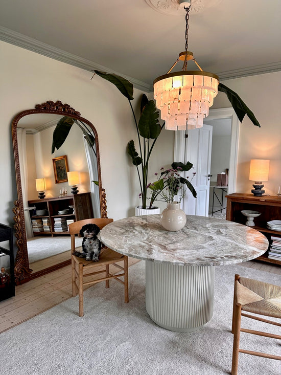 Rund beige glasvase 25 cm