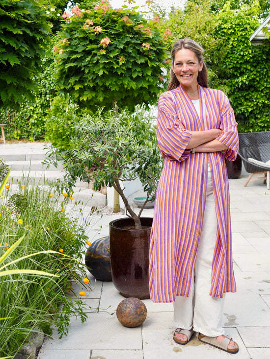 Silke kimono med striber