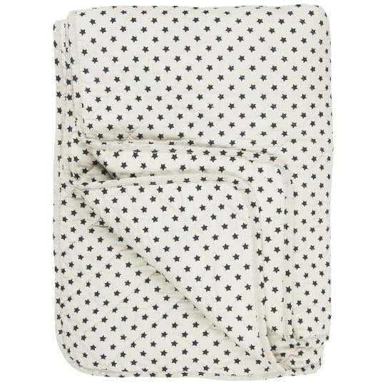 Plaid, sand m/ sorte stjerner